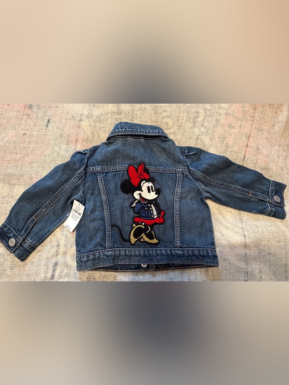 NEW Baby Gap Disney Appliquéd Minnie Mouse Jean Jacket Toddler Girl Size 12-18 M - Picture 2 of 16